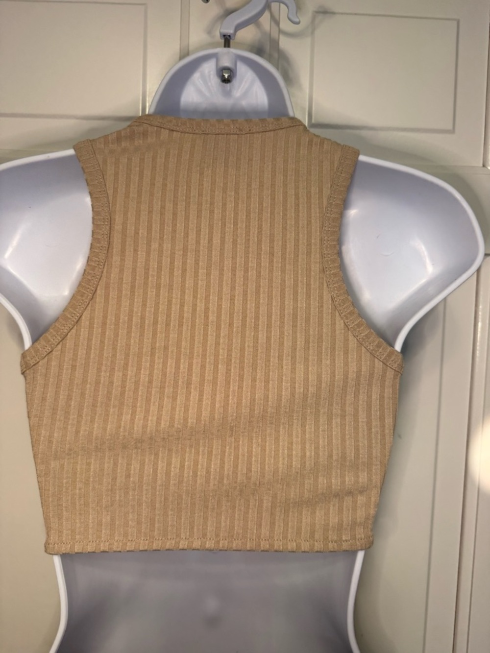 Princess Polly Beige Ribbed High Neck Crop Tank - Picture 3 of 4